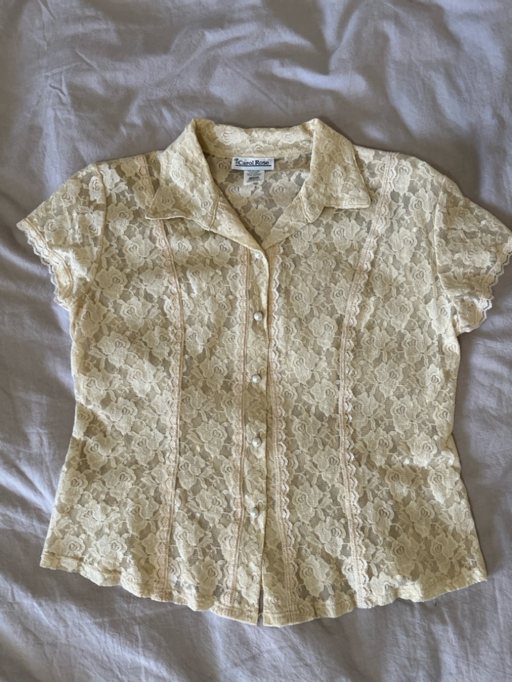 Vintage Lace Pearl Button Top